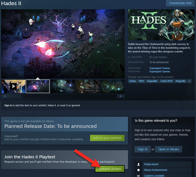 Hades 2 Technical Test Early Access